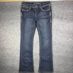 Y2K LA Idol USA Embellished Bootcut Jeans Dark Wash Rhinestone Size 13 W35 L34